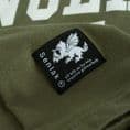 Made In England Military Green T-shirt with White Dragon woven patch